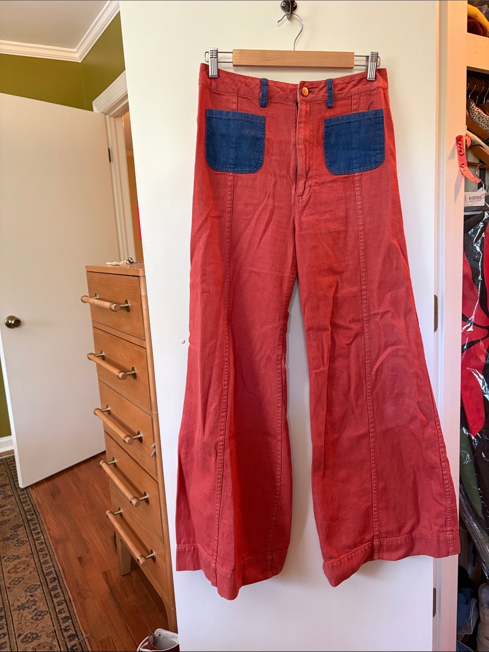 Judi Rosen Elephant Bell Bottom Jeans in Red & Blue (27)